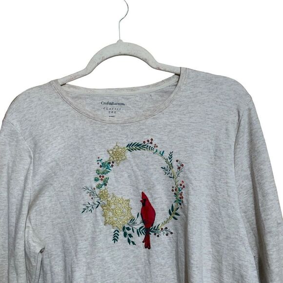 Croft & Barrow Womens Size XXL Multicolor Cardinal Graphic Classic Tee Blouse - Picture 2 of 7